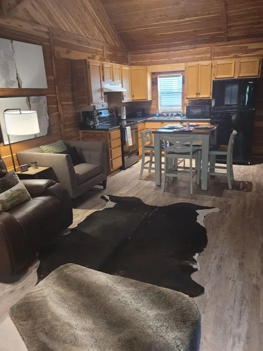 Cabin 3 dining area with cedar walls