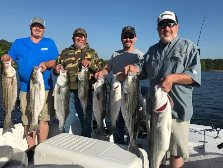 A group of anglers with a morning of striped bass